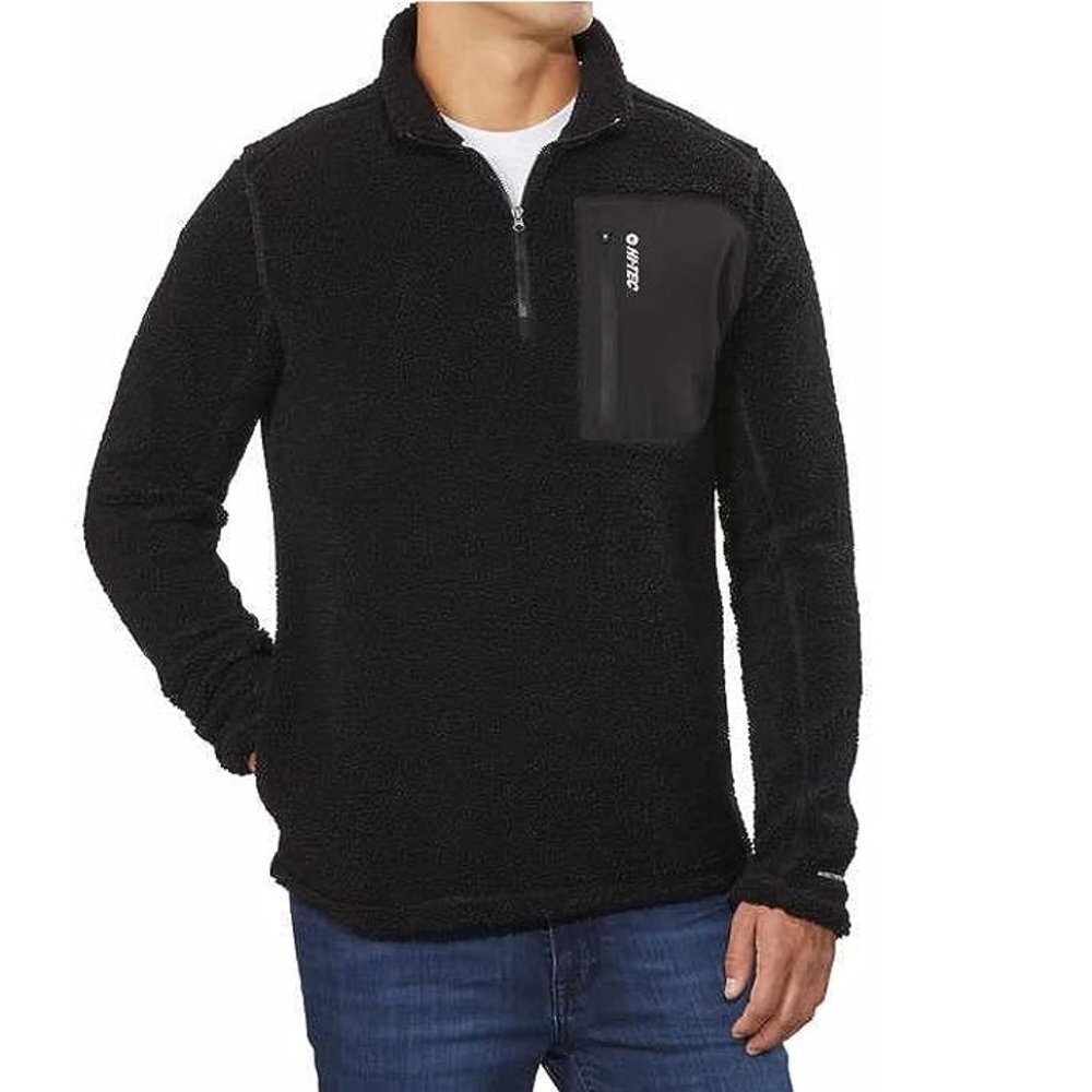 Hi-Tec Men’s Black Thermo Fleece ¼ Zip Pullover Sweater Sweatshirt Z97